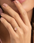 Edge Ring Rose Quartz | 9 karaat