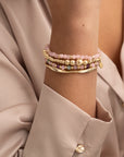 Rose Quartz Fuse Bangle Armbanden Stack | Goudkleurig