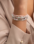 Rose Quartz Fuse Bangle Armbanden Stack | Zilver