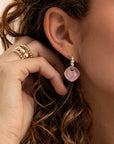 Rose Quartz Cushion Cut oorbel edelstenen