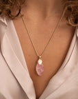 Leaf Rose Quartz ketting edelsteen facet