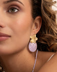 Rose Quartz Large Oval oorbel edelstenen