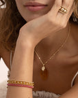 Light Citrine Fuchsia Roundel Interstellar Armbanden Stack | Goudkleurig