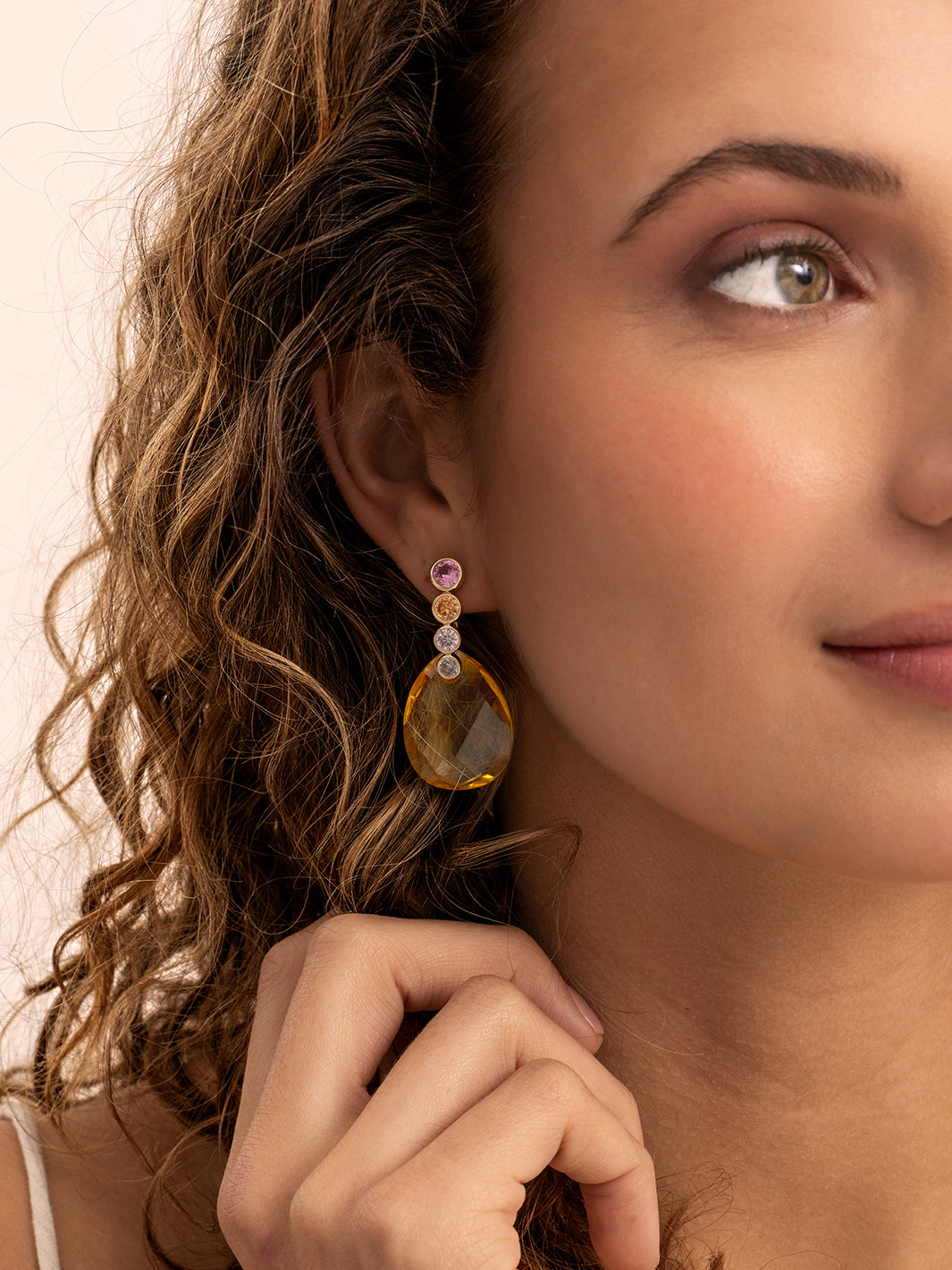 Light Citrine Quartz Afterglow oorbel edelsteen
