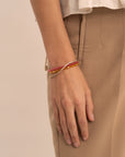Light Citrine Fuchsia Tennis Round Multi CZ Armbanden Stack | Goudkleurig