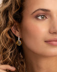 Light Citrine Cushion Cut Tube Huggies Multi CZ Oorbellen set | Zilver