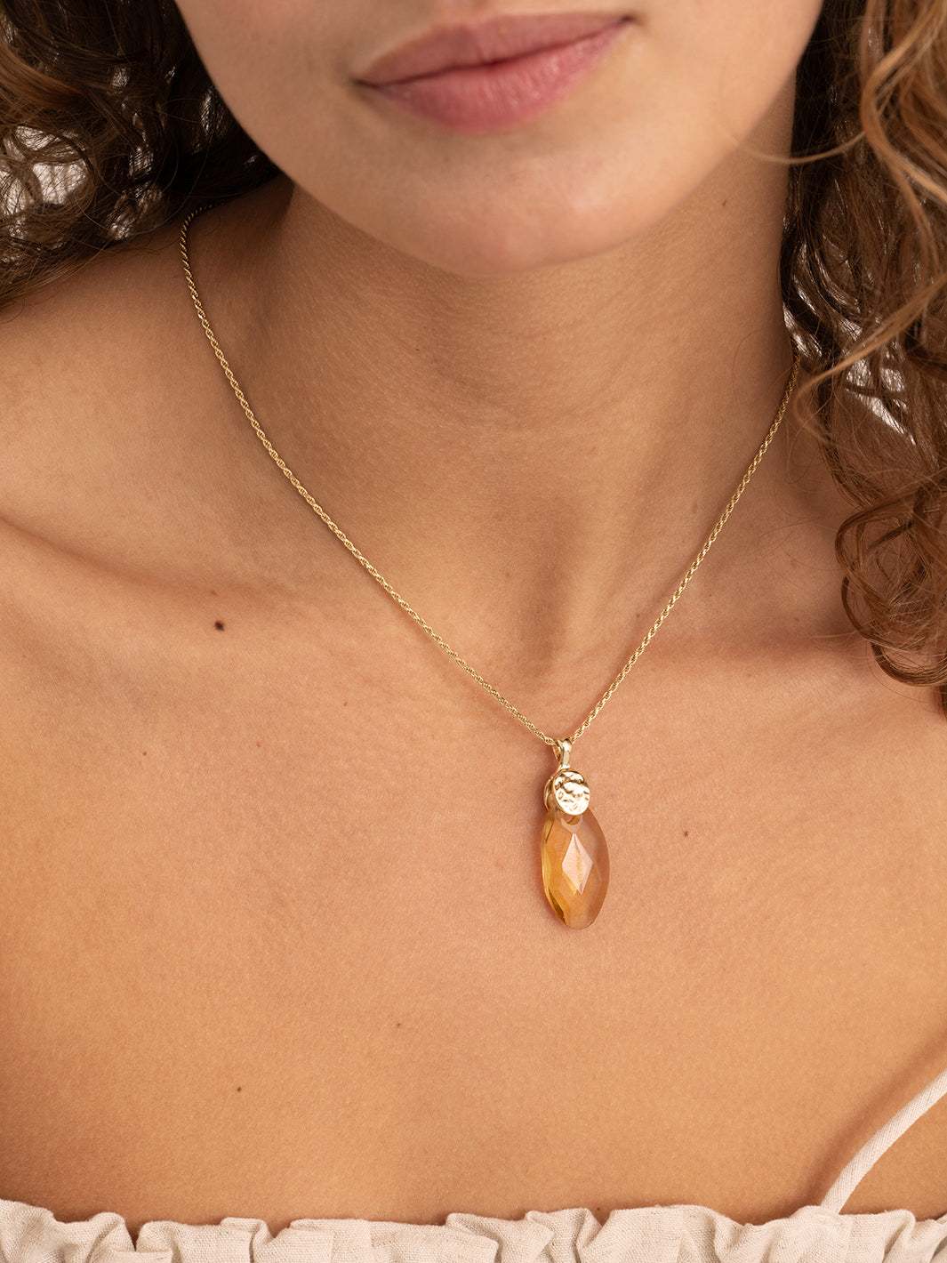 Light Citrine Quartz Leaf ketting edelsteen
