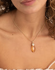 Light Citrine Quartz Leaf ketting edelsteen