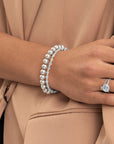 Opalite Interstellar Saturn Large Armbanden Stack | Zilver