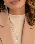 Opalite Medium Oval Fuse Ketting Set | Goudkleurig