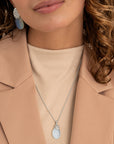Opalite Medium Oval Fuse Ketting Set | Zilver