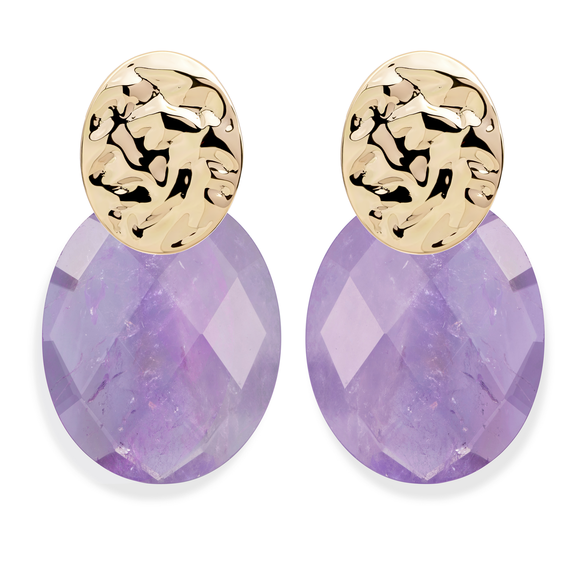 Amethyst Large Oval Round Clip Oorbellen Set