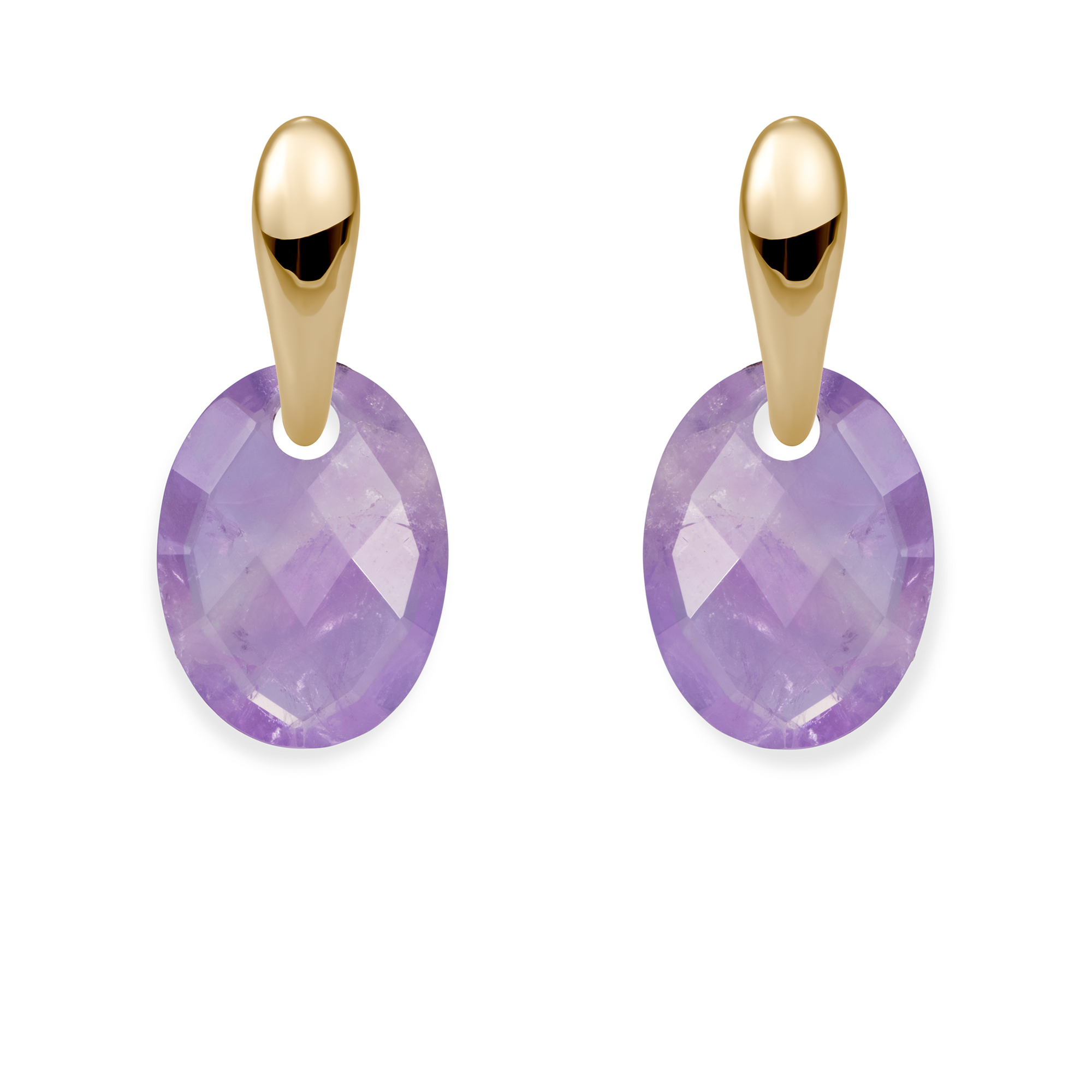 Amethyst Medium Oval Bold Fuse Oorbellen Set | Goudkleurig
