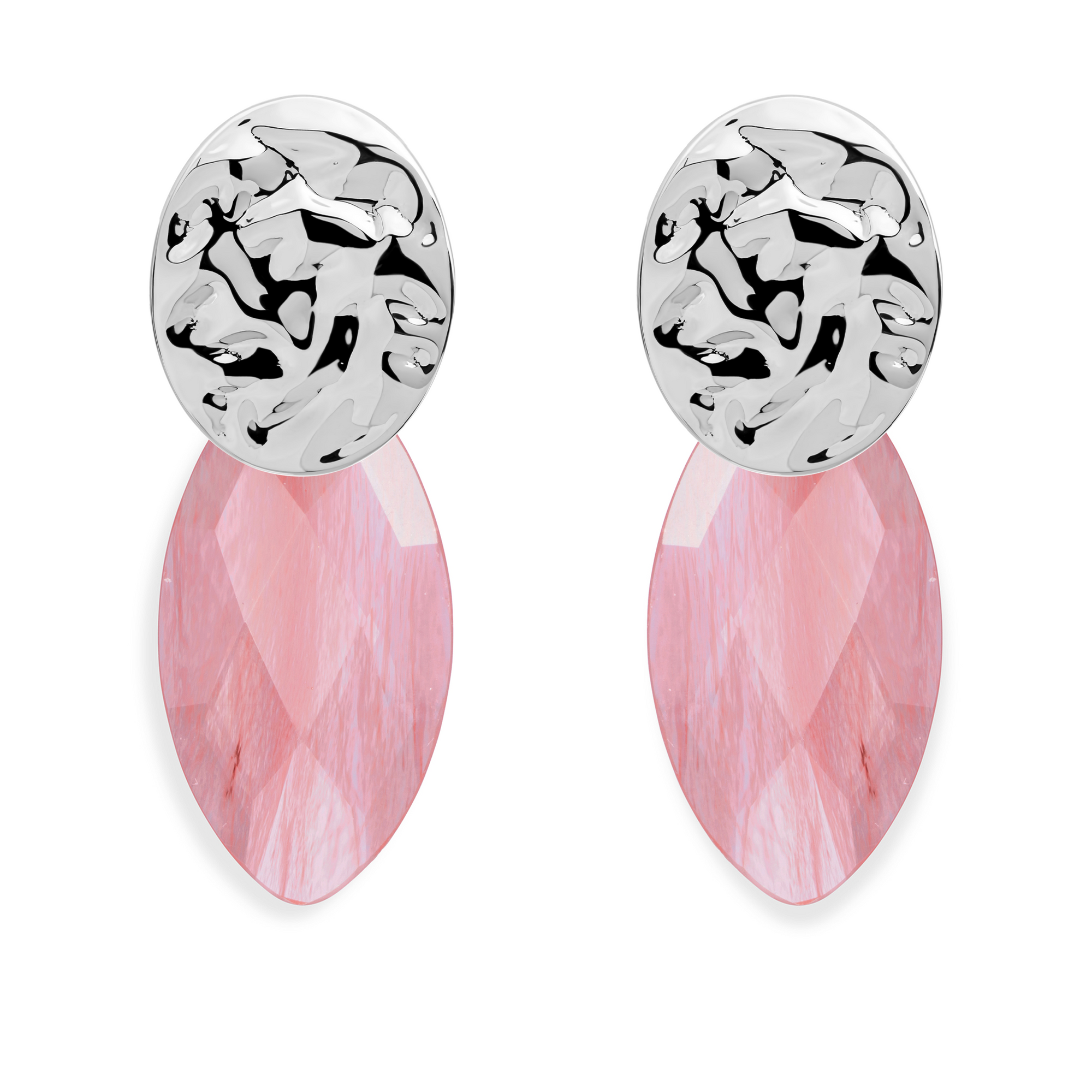 Cherry Quartz Leaf Fuse Oorbellen Set | Zilver