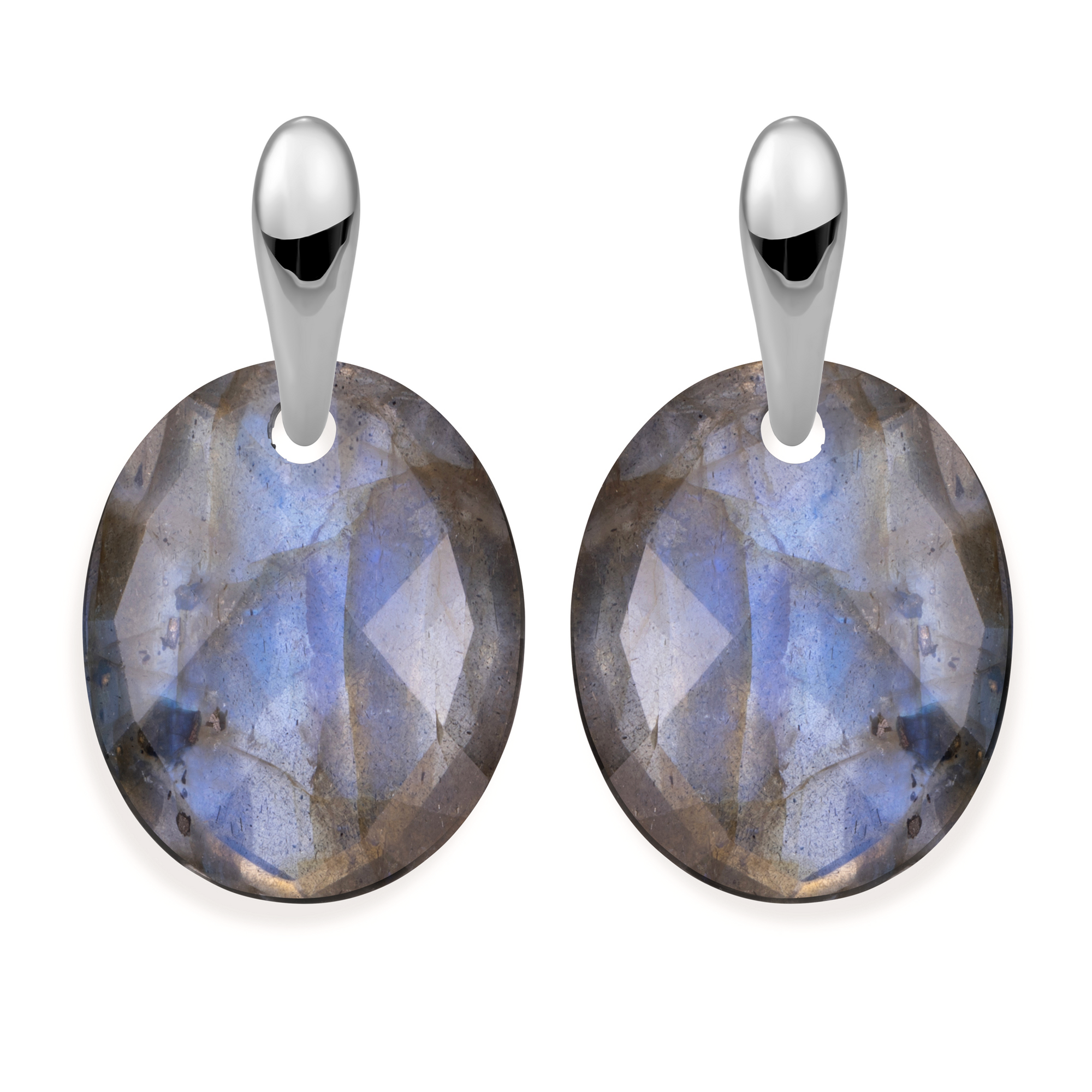 Labradorite Large Oval Bold Fuse Oorbellen Set | Zilver
