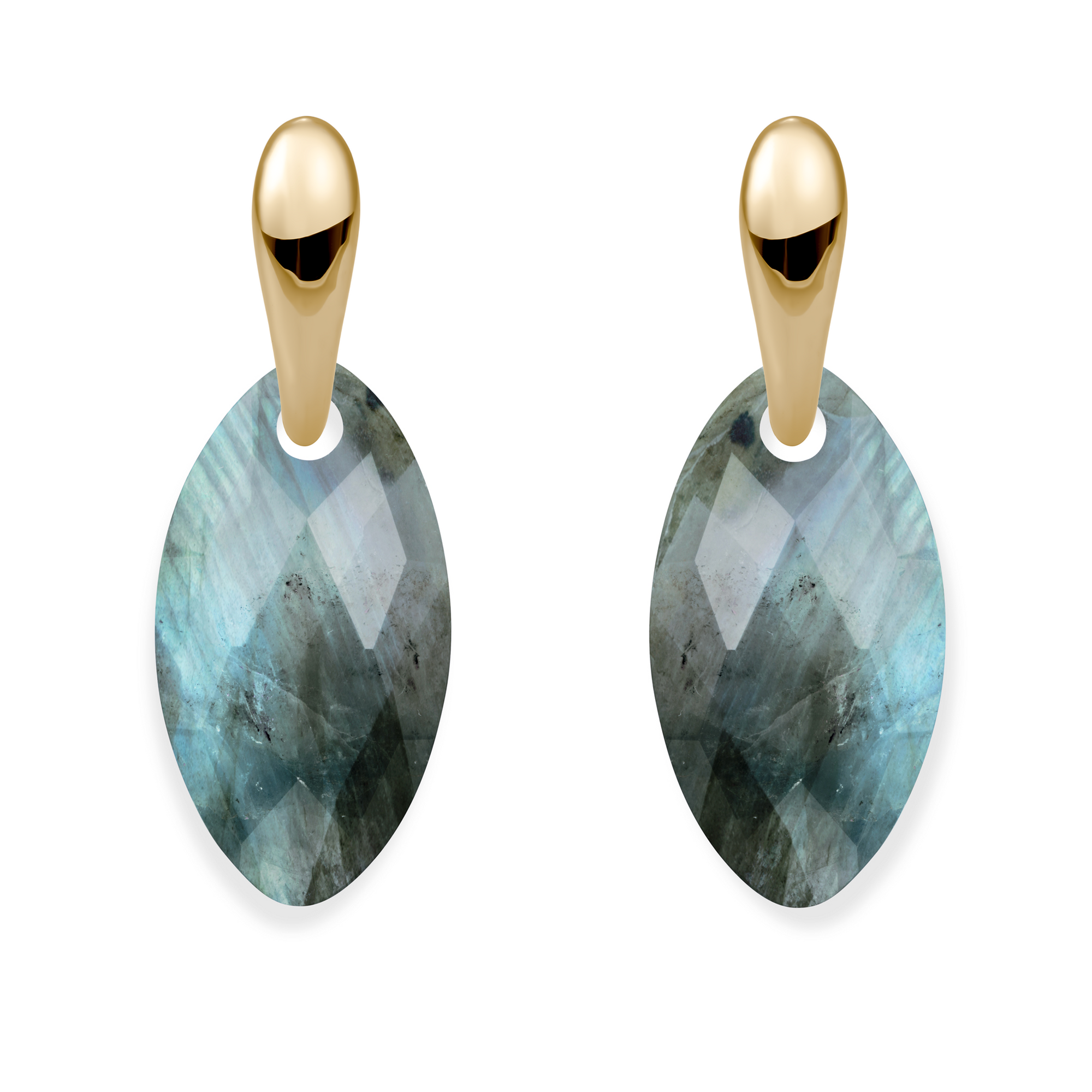 Labradorite Leaf Bold Fuse Oorbellen Set | Goudkleurig