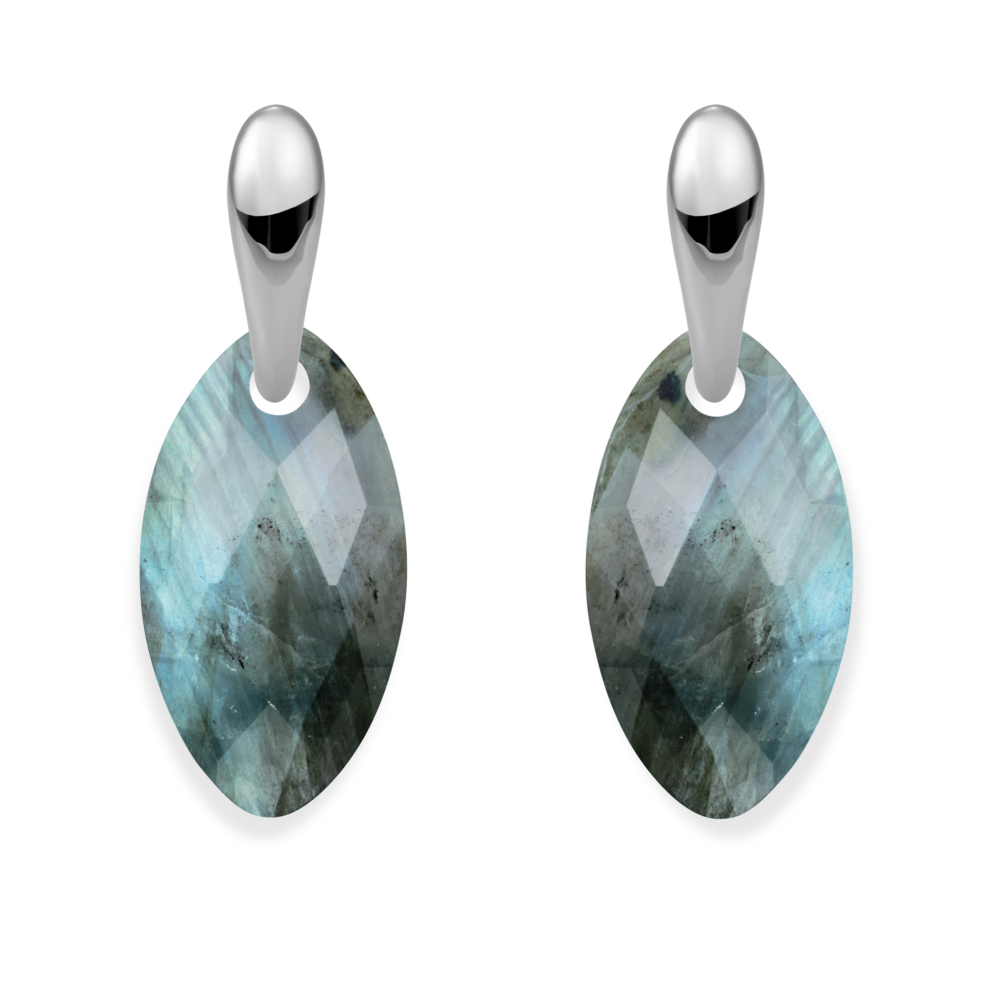 Labradorite Leaf Bold Fuse Oorbellen Set | Zilver
