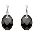 Onyx Medium Oval Fuse Huggies Oorbellen Set | Zilver