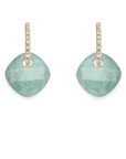Rich Green Amazonite Cushion Cut Edge CZ Oorbellen Set | Goudkleurig