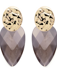 Smoky Quartz Blossom Round Clip Oorbellen Set | Goudkleurig