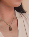 Smoky Quartz Medium Oval Fuse Rope Ketting Set | Zilver