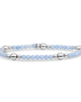 kralenarmband in zilverkleur met blue lace agate edelstenen