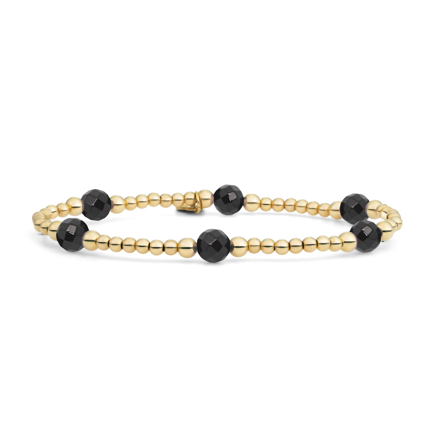 Goudkleurige armband voor dames met zwarte onyx edelstenen