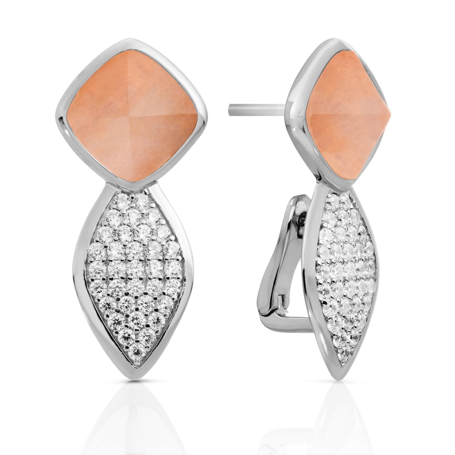 Edge Crystal Peach Rhodonite oorstekers