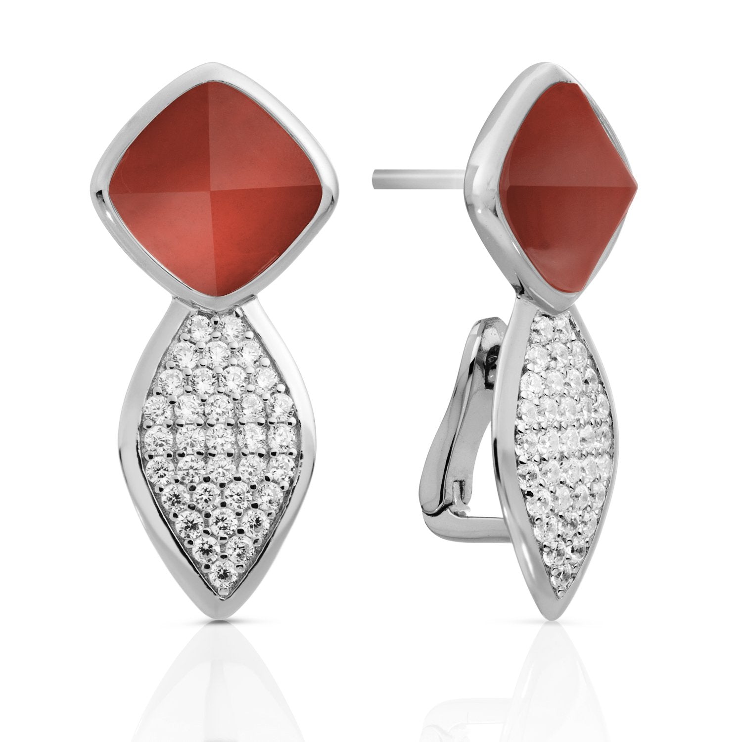 Edge Crystal Red Agate Oorstekers
