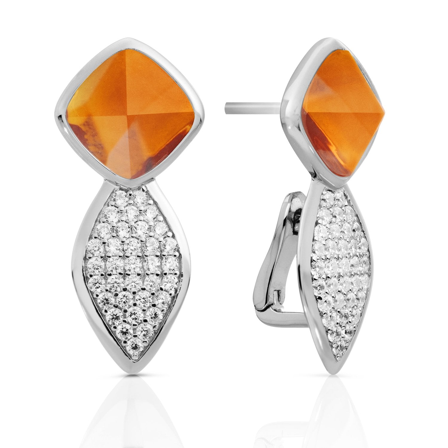 Edge Crystal Citrine Quartz Oorstekers