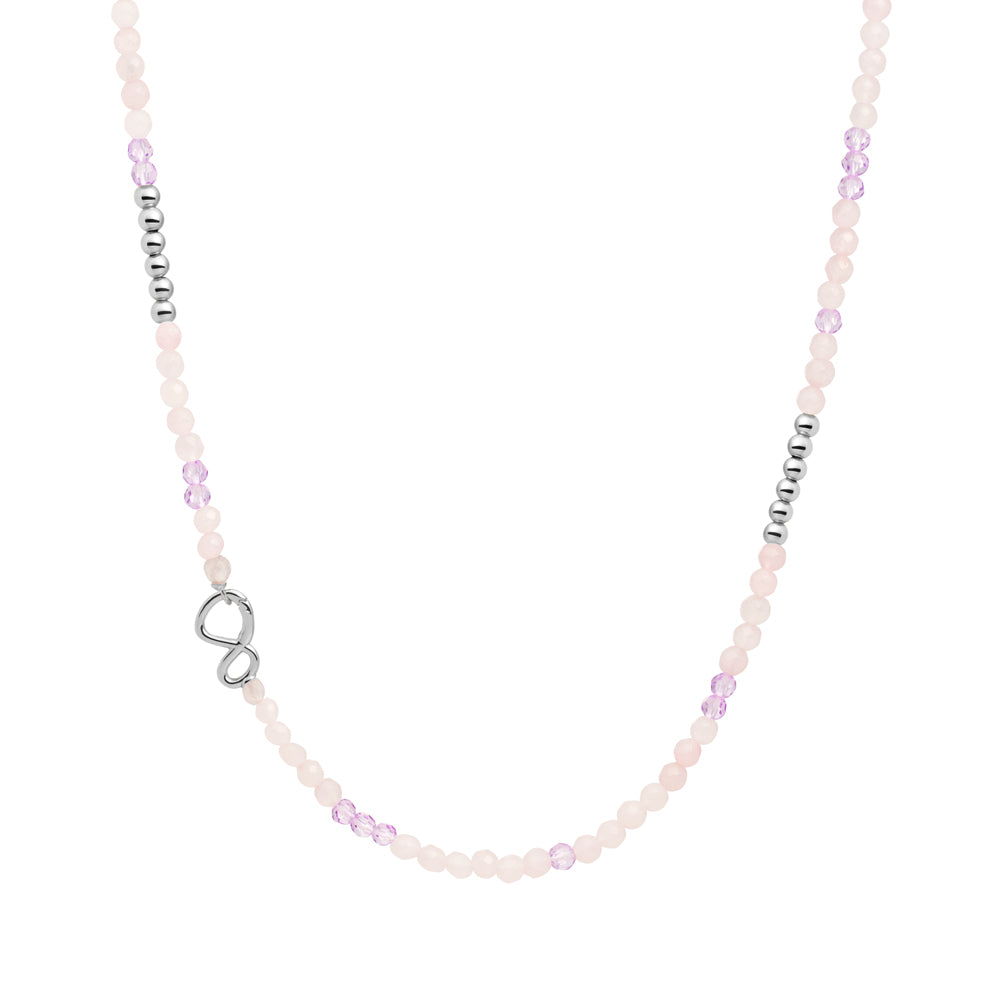 Link Ketting Rose Quartz & Violet Quartz zilver