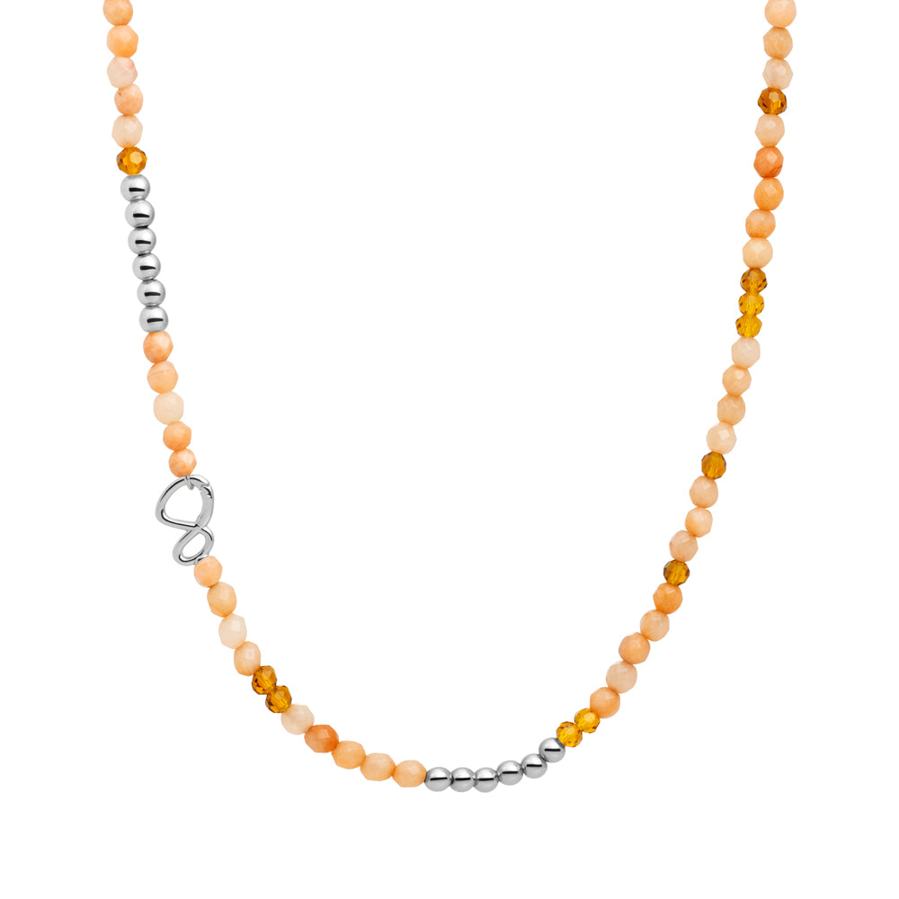 Link Ketting Peach Rhodonite & Citrine Quartz zilver