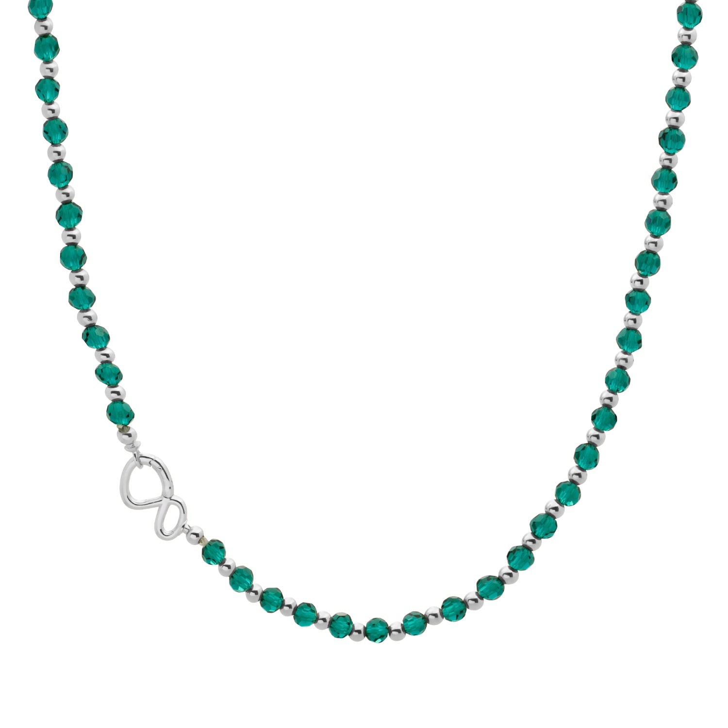 Link Ketting Petrol Green Quartz Mix Zilver