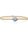 Gouden Sparkling Jewels sieraad kralen armband met gouden bedel en blue lace agaat edelsteen