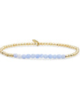 Sparkling sieraad armband met gouden kralen en edelsteen kralen blue lace agate