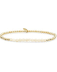 Kralenarmband met gouden kralen en een rij echte edelstenen beige agaat Sparkling Jewels