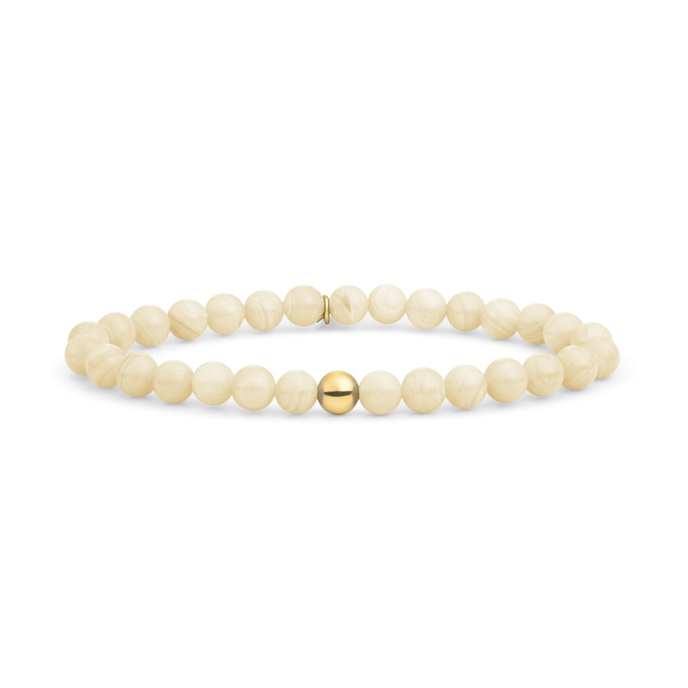 Gouden agaat edelsteen kralen armband 6mm kralen beige kleur spakling jewels
