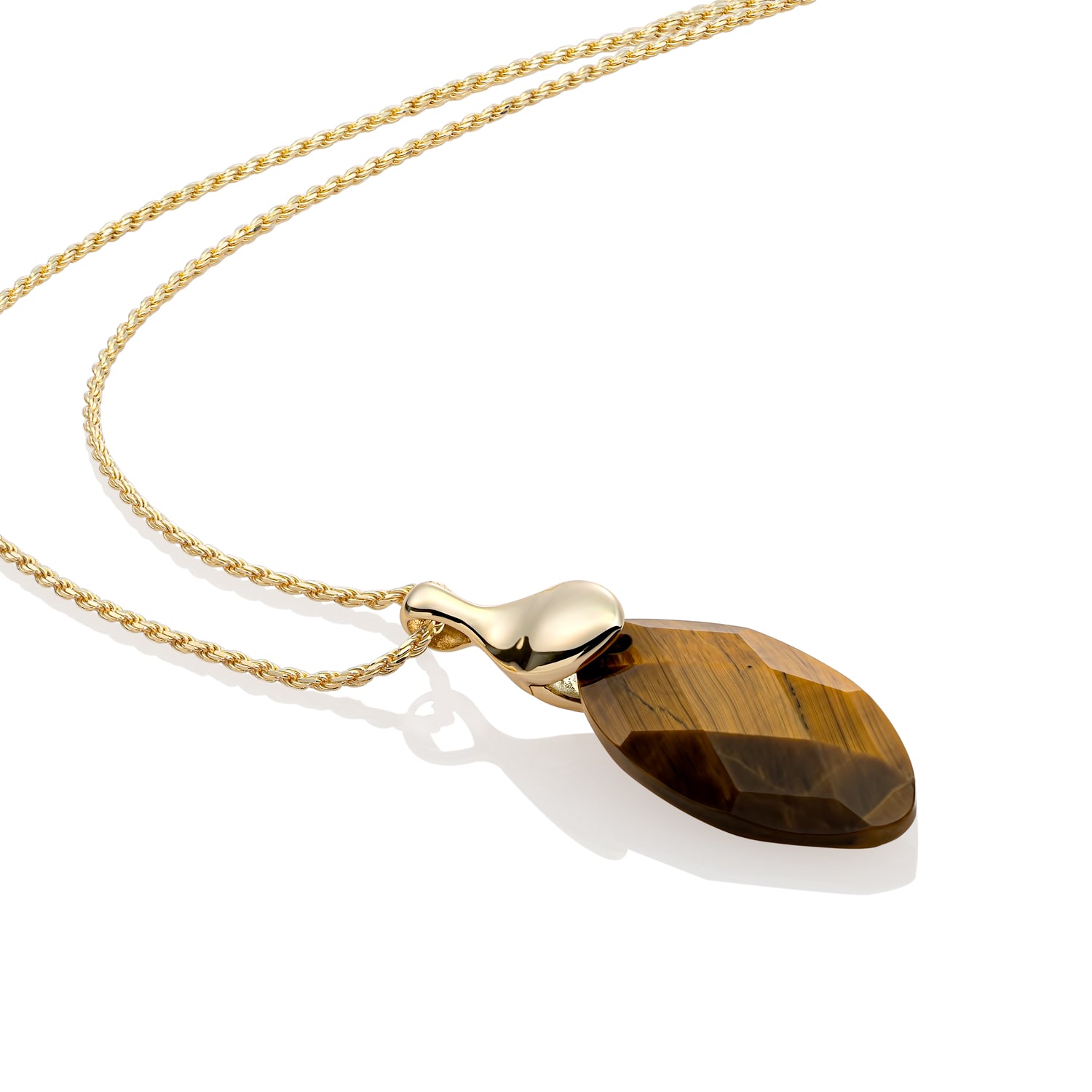 Tiger Eye Leaf Calestial Ketting Set