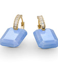 Gouden creolen oorbellen met edelsteen hangers van Sparkling Jewels blauwe blue lace agaat edelstenen