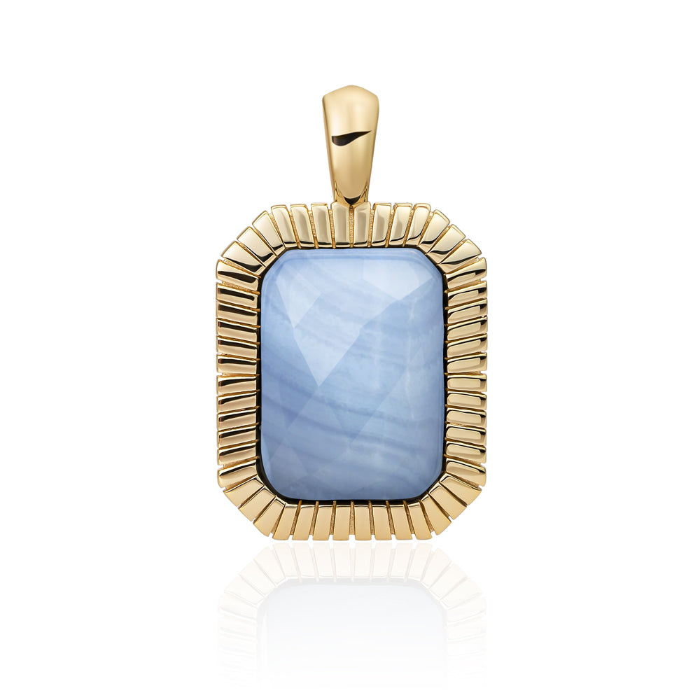 Gouden amulet met blue lace agate van Sparkling Jewels