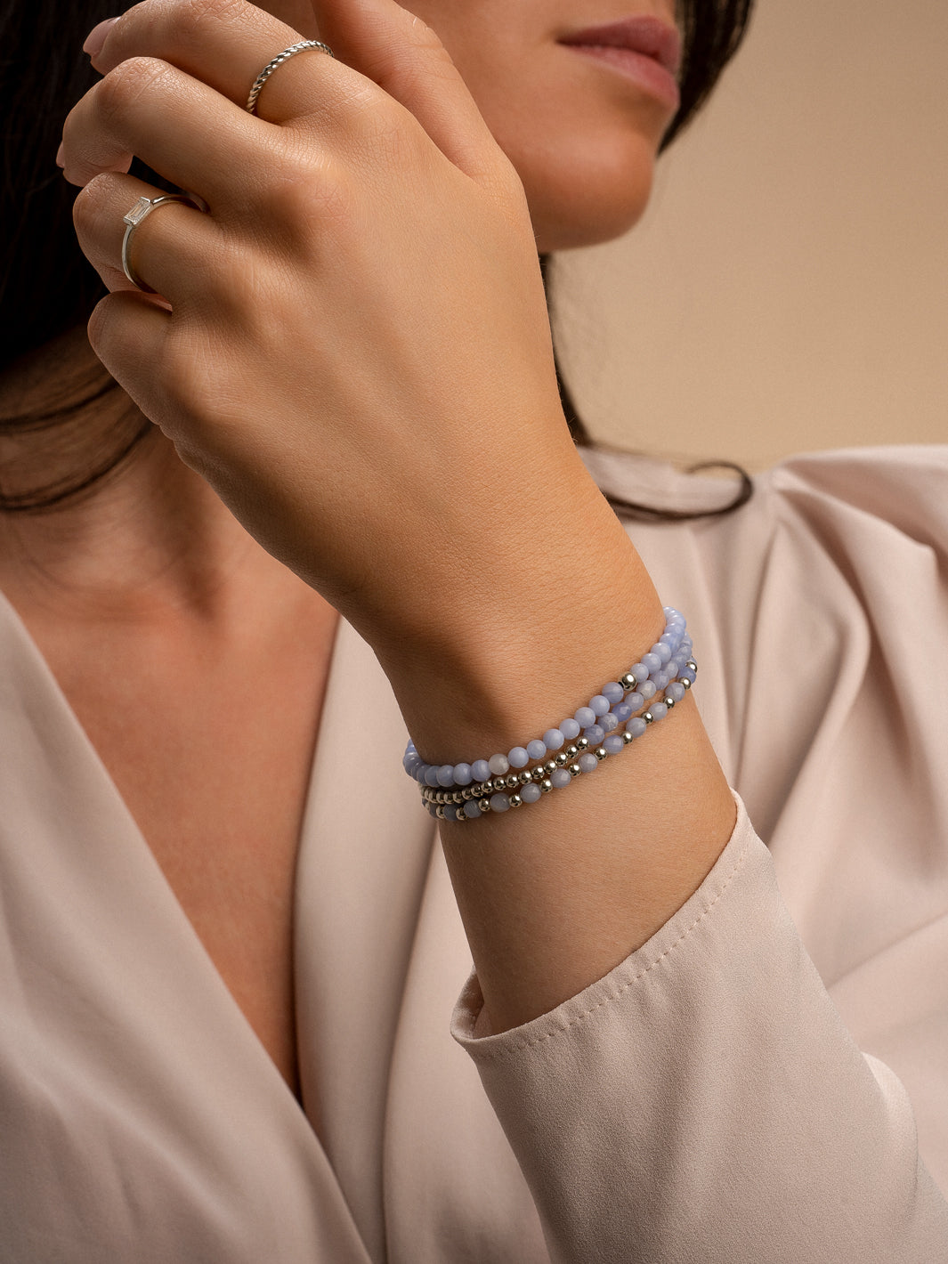 Vrouwen sieraden van Sparkling Jewels zilver met blue lace agaat armbanden