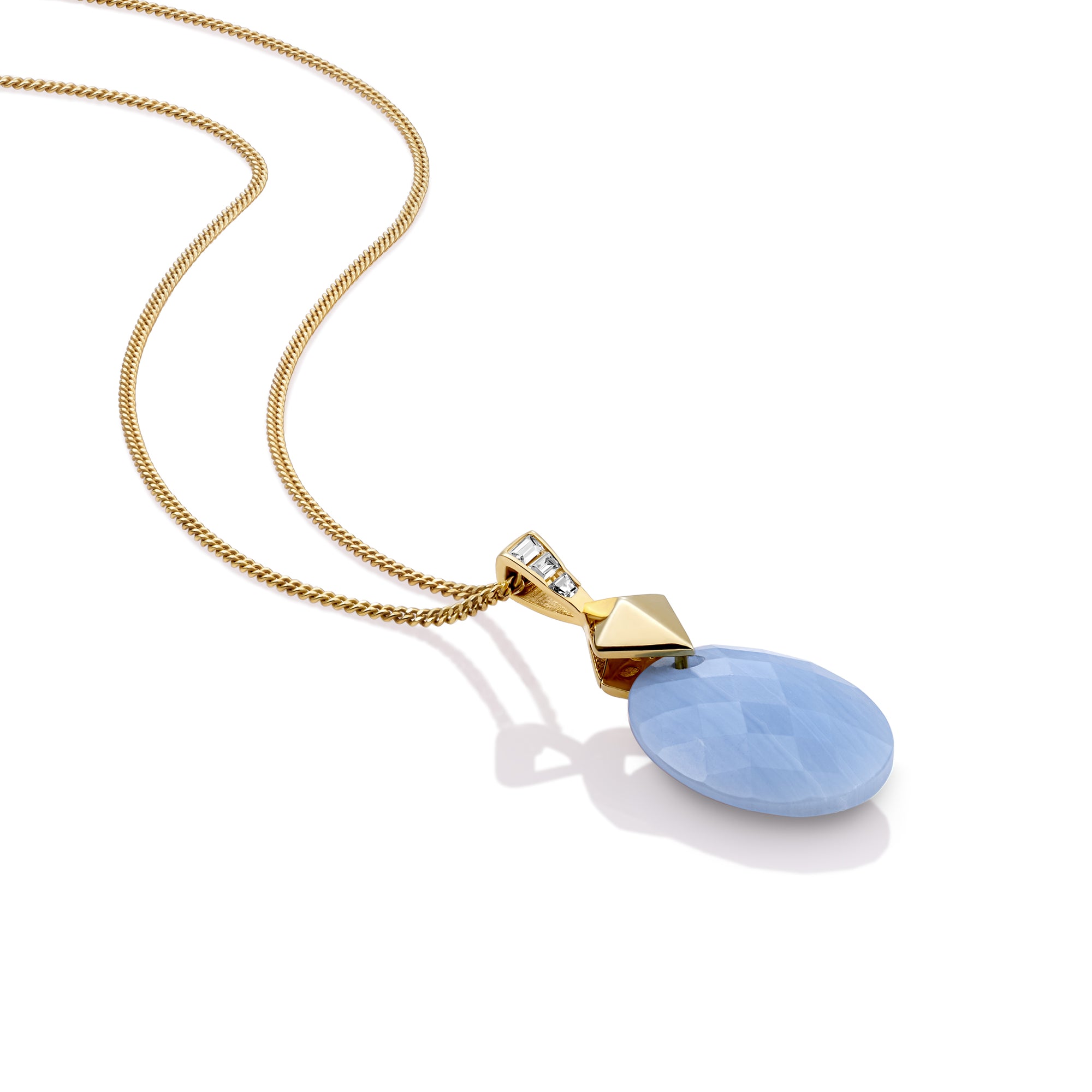 ketting met gold plating en blue lace agate edelsteen 