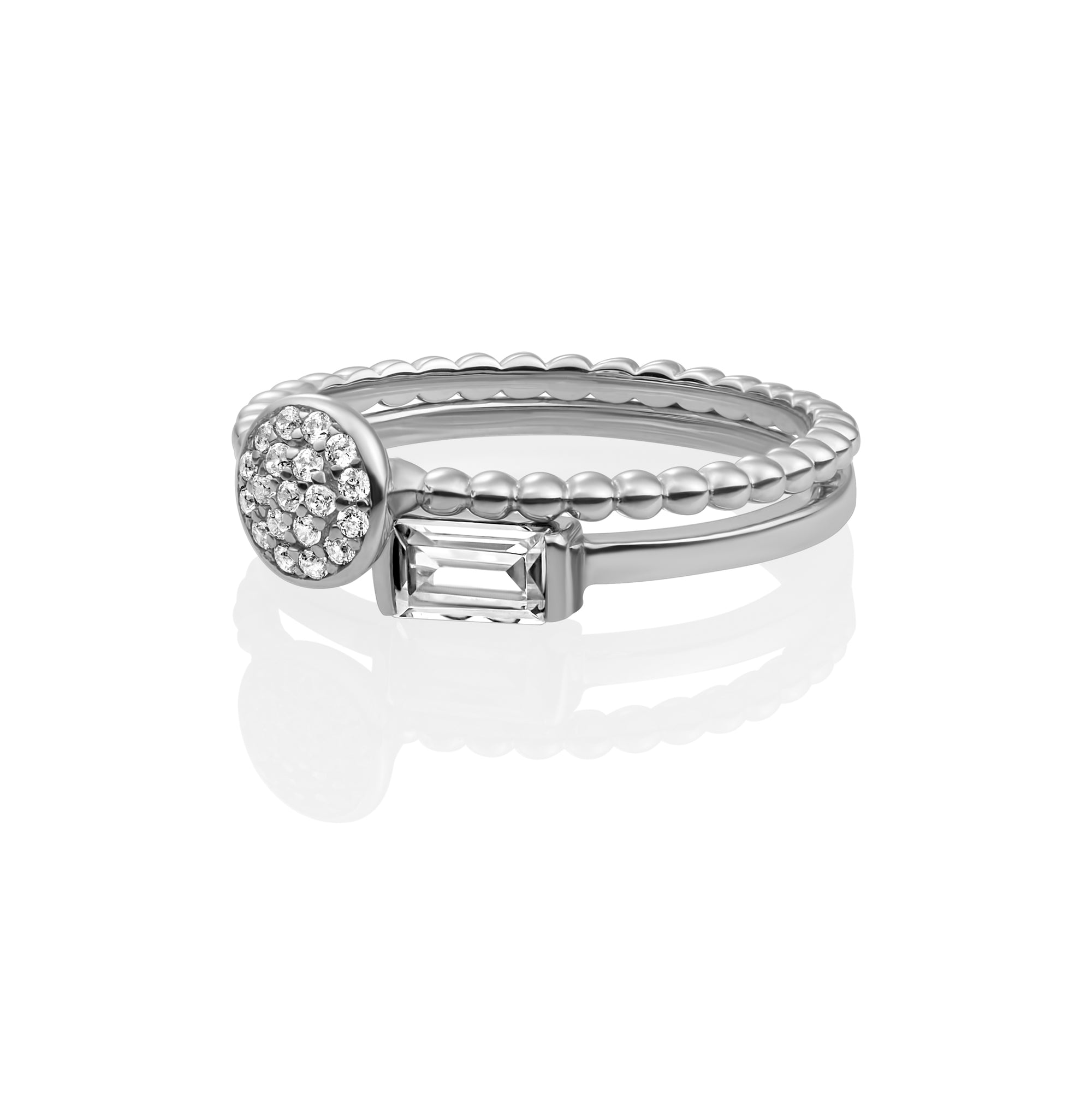  Disc Galaxy Baguette Ringen Set l Zilver