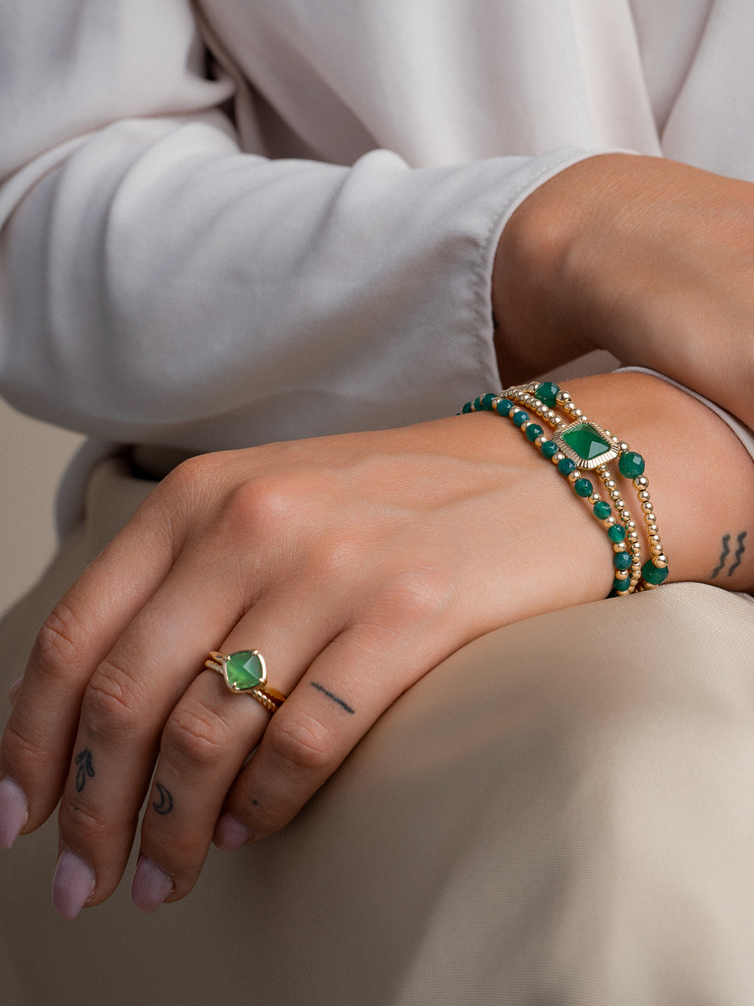 Green Onyx Edelsteen Armband Interstellar #kleur_goud