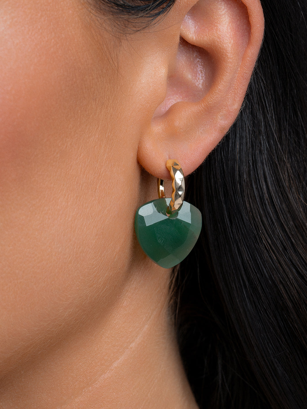 Green Onyx Trillion Cut Oorbel Edelstenen