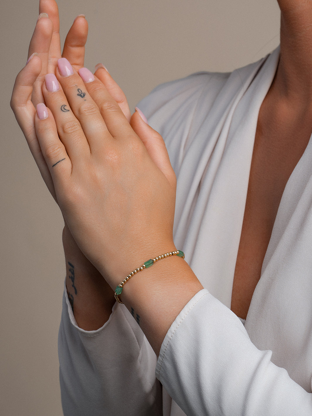 Edelsteen Armband in goud en zilver met Green Onyx Edelsteen #kleur_goud