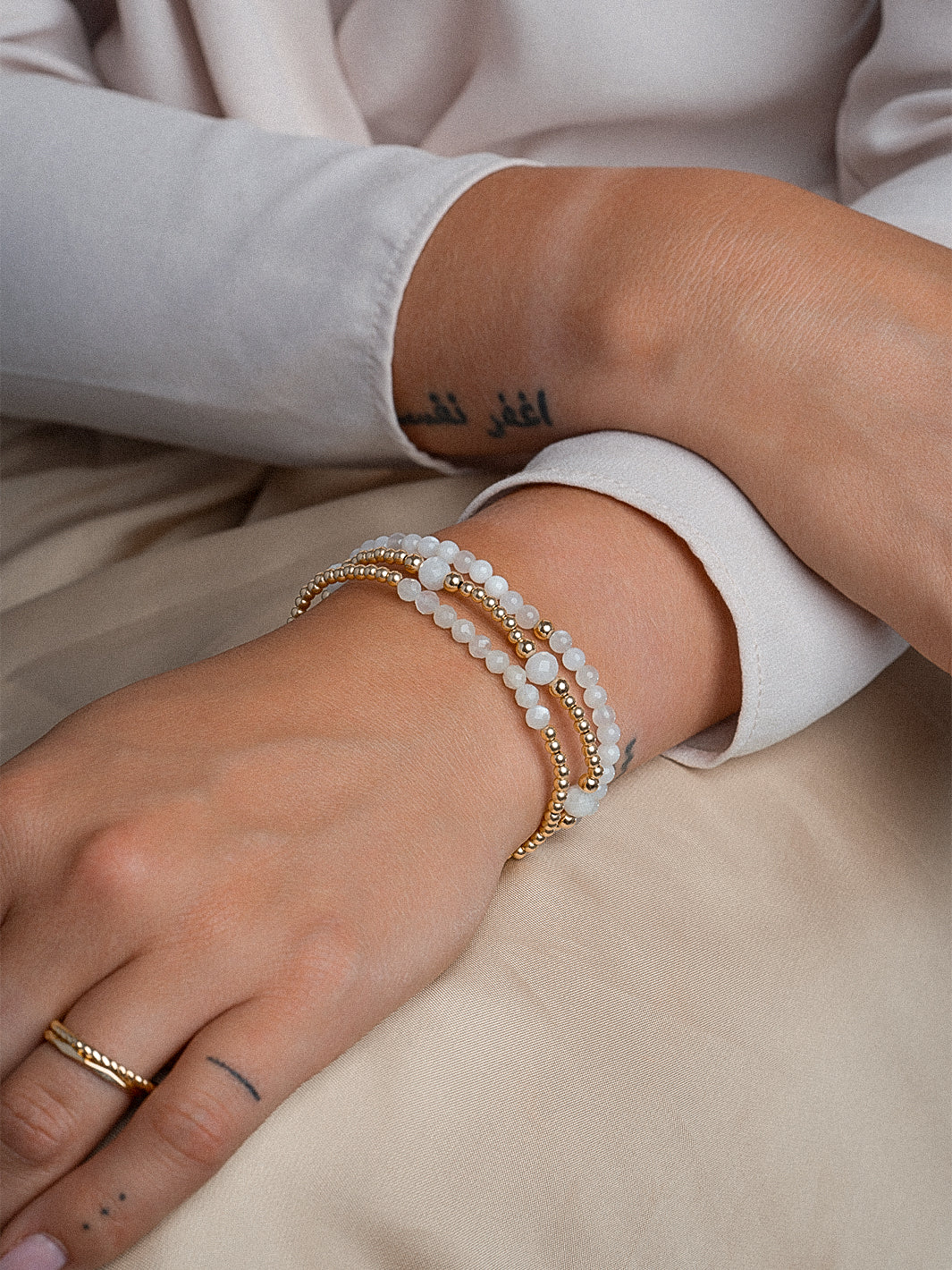 Kralen Armband van Moonstone Edelsteen #kleur_goud
