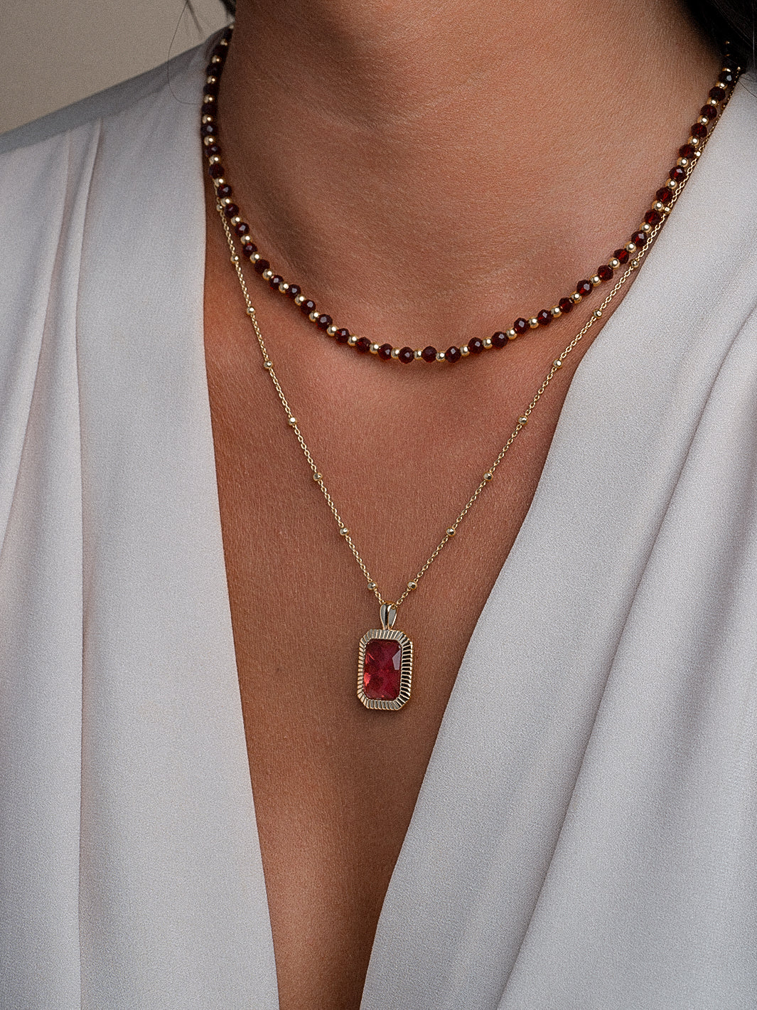 Baguette Pendant voor Dames van Ruby Quartz Edel steen 