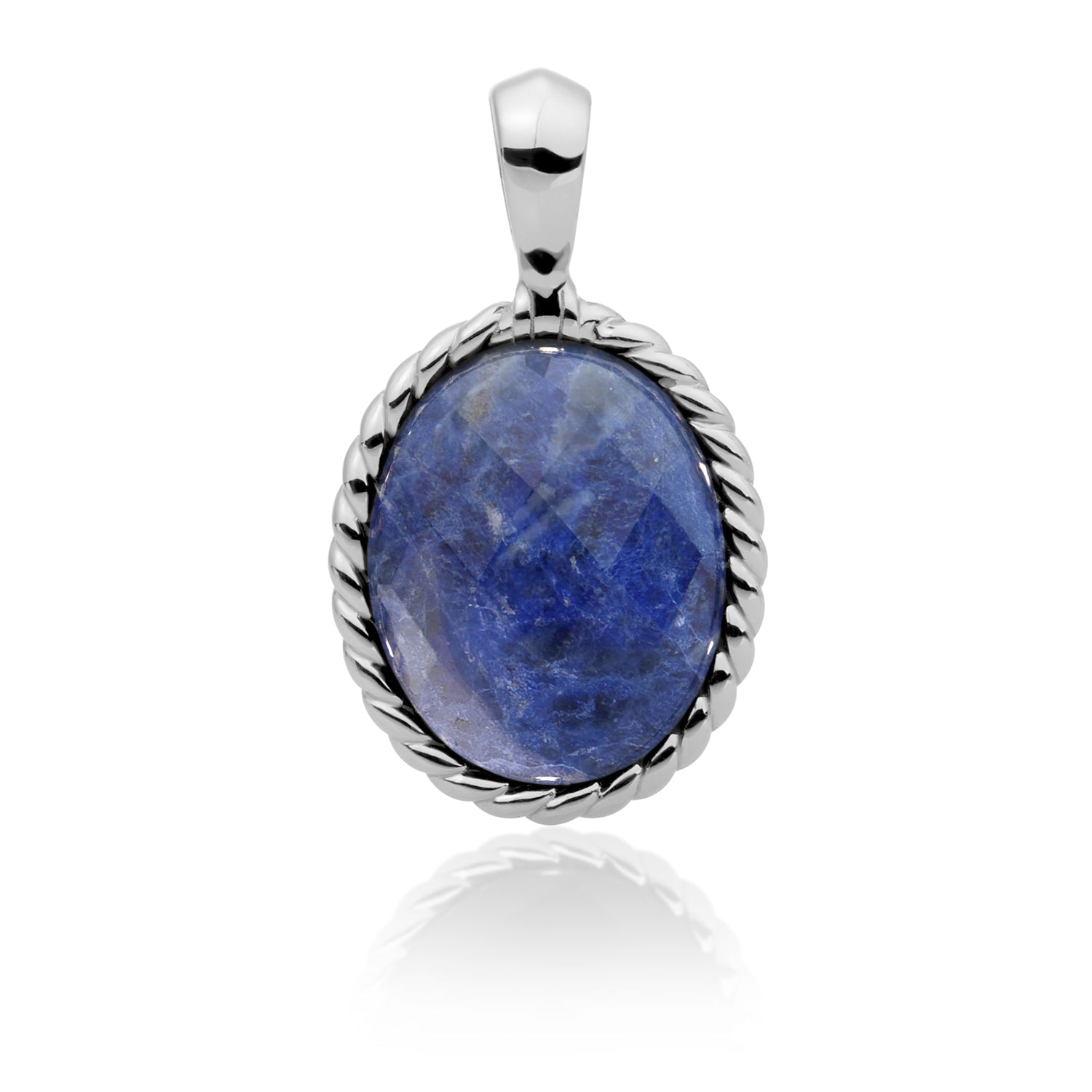 ketting hanger met blauwe edelsteen voor dames #kleur_zilver