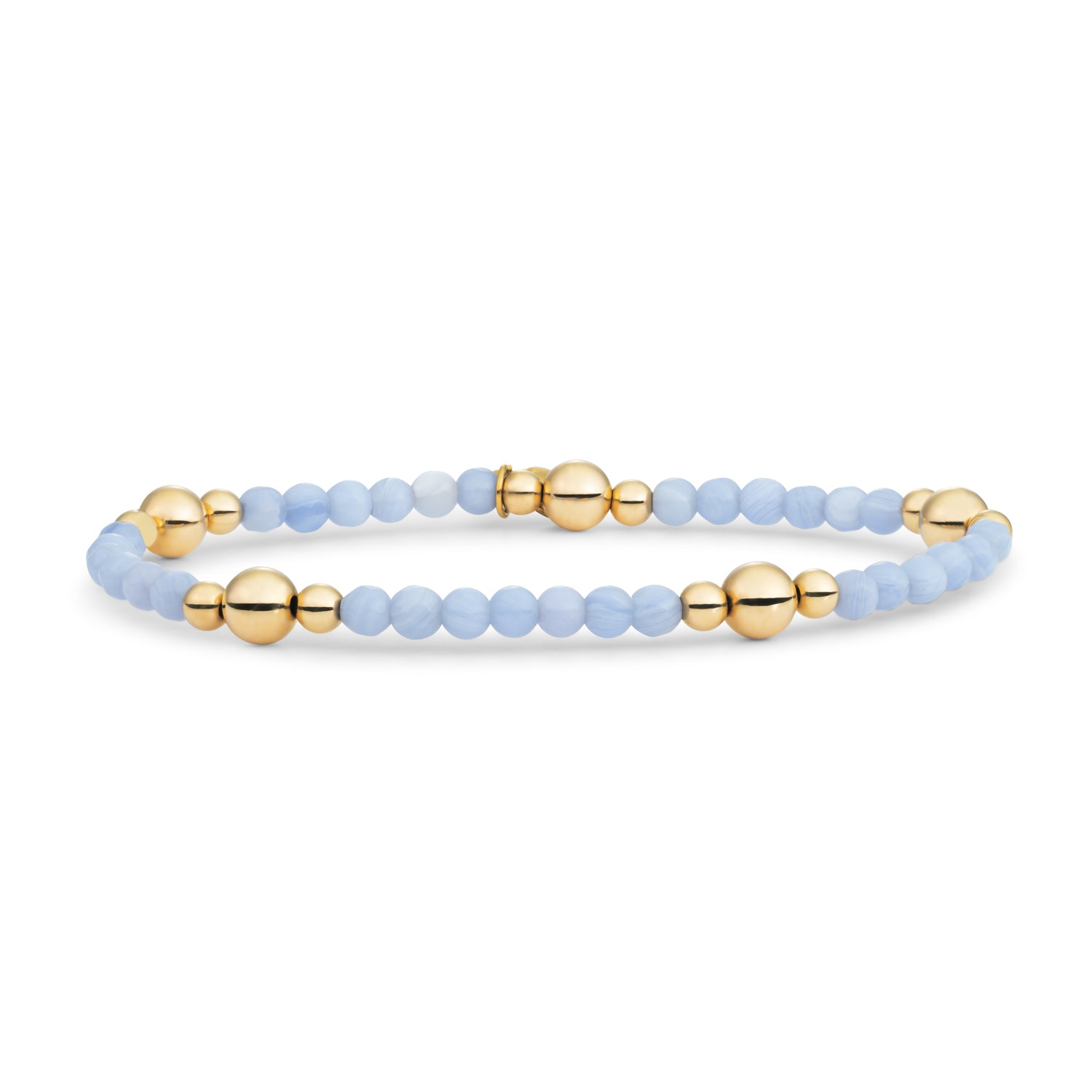gouden kralenarmband met blauwe edelsteen #kleur_goud
